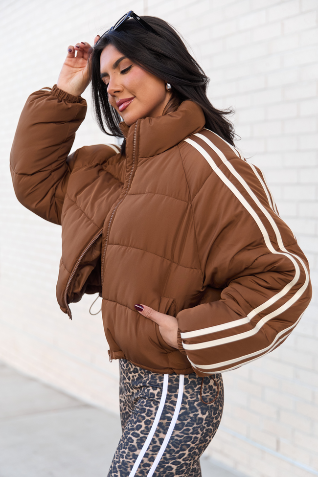 Amelia Brown and Cream Puffer Jacket SALE