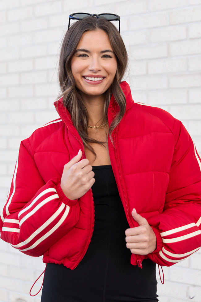 Amelia Red and White Puffer Jacket