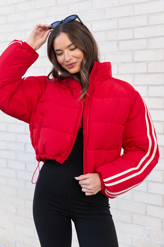 Amelia Red and White Puffer Jacket