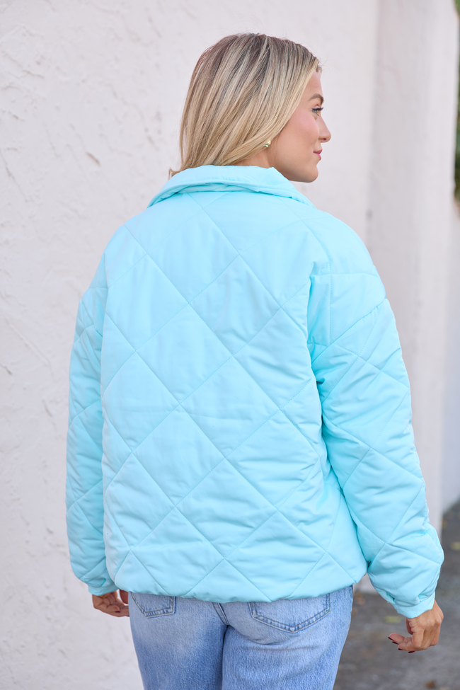 Kylan Sea Green Button Up Puffer Jacket SALE