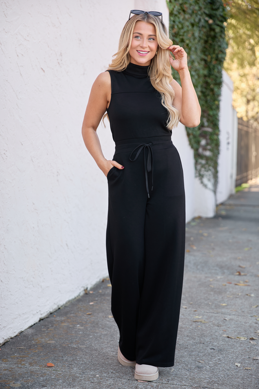 Mira Black Mock Neck Jumpsuit SALE