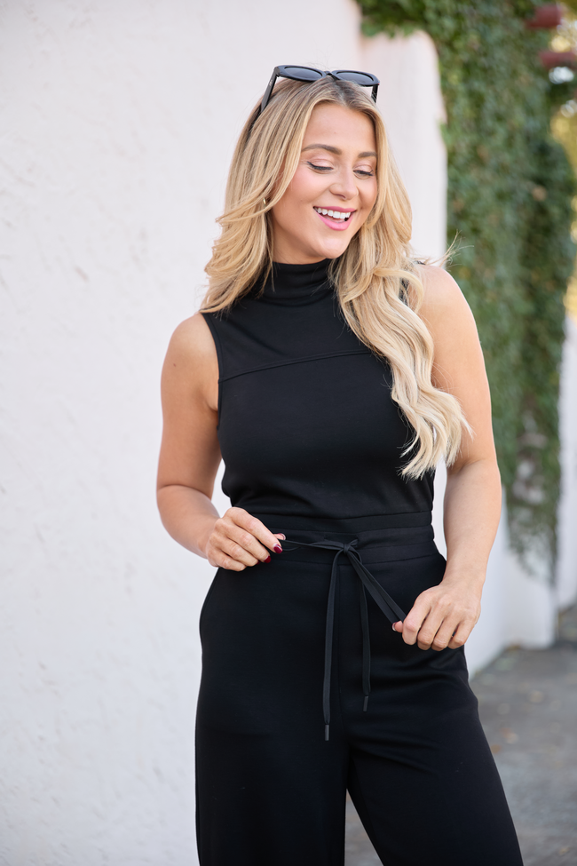 Mira Black Mock Neck Jumpsuit SALE