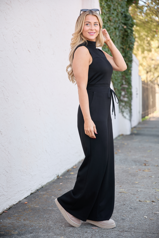Mira Black Mock Neck Jumpsuit SALE