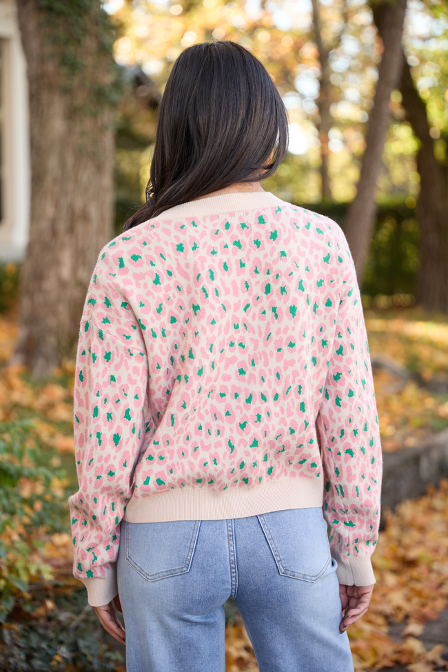 Sammy Pink and Green Leopard Cardigan SALE
