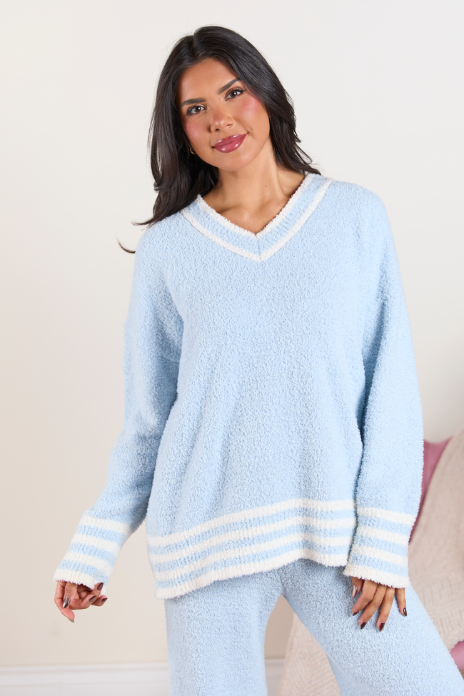 Angie Blue Striped Lounge Sweater SALE