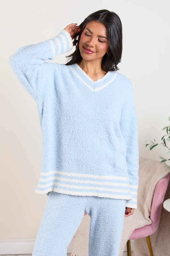 Angie Blue Striped Lounge Sweater SALE