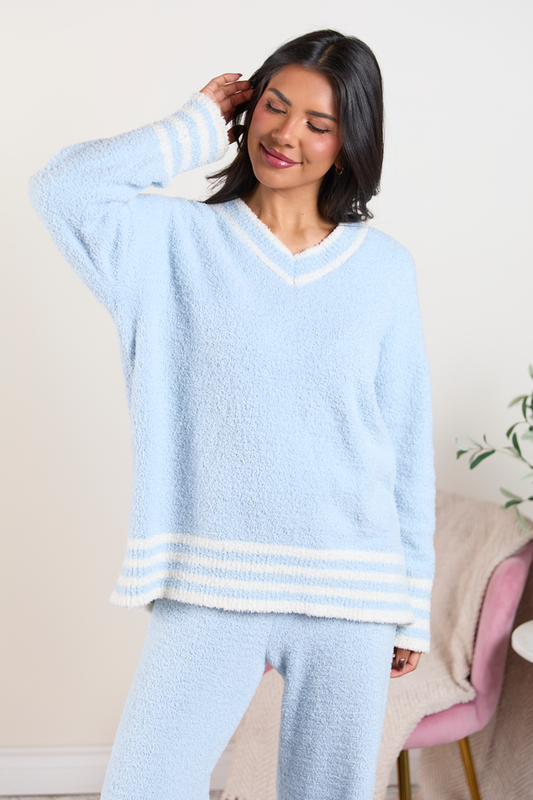 Angie Blue Striped Lounge Sweater SALE
