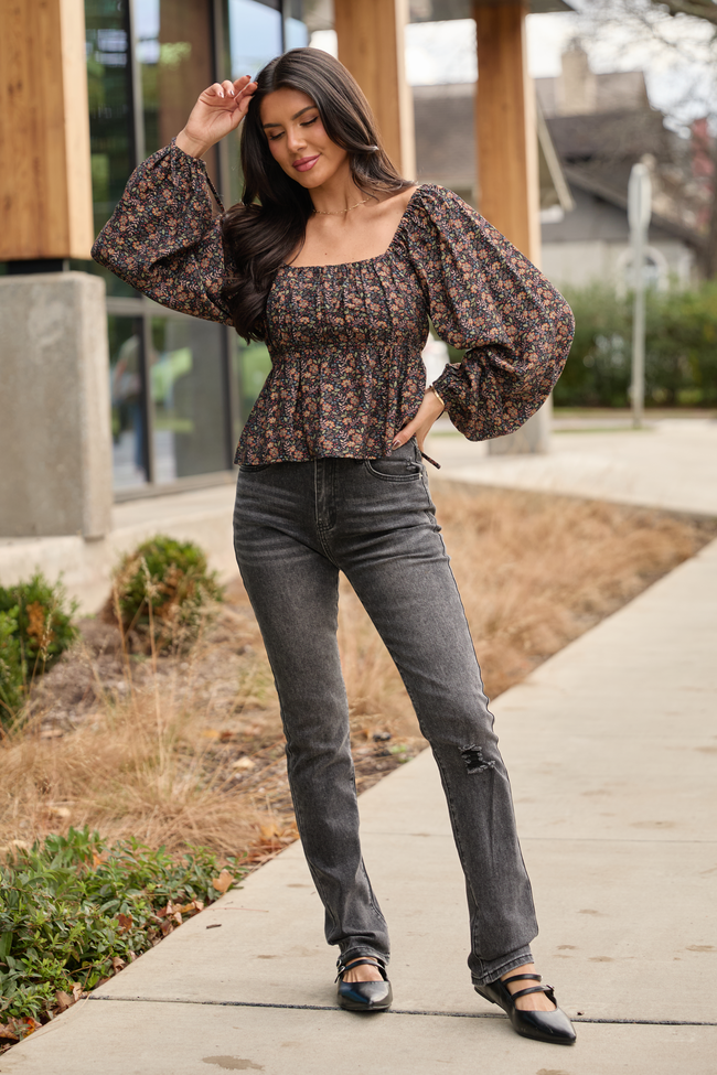 Annie High Rise Black Distressed Slim Straight Leg Jeans FINAL SALE