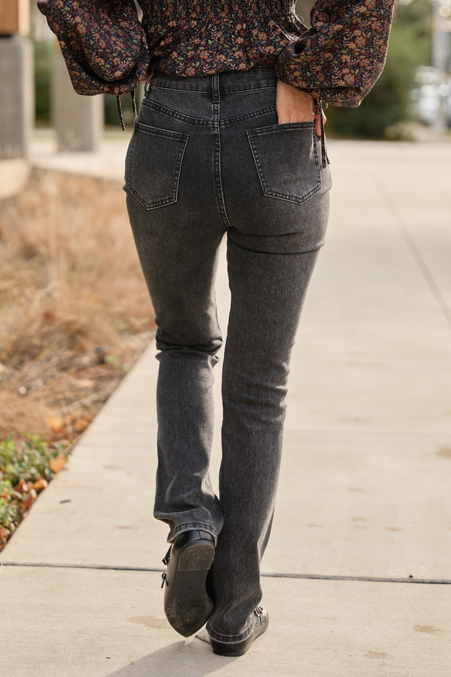 Annie High Rise Black Distressed Slim Straight Leg Jeans FINAL SALE