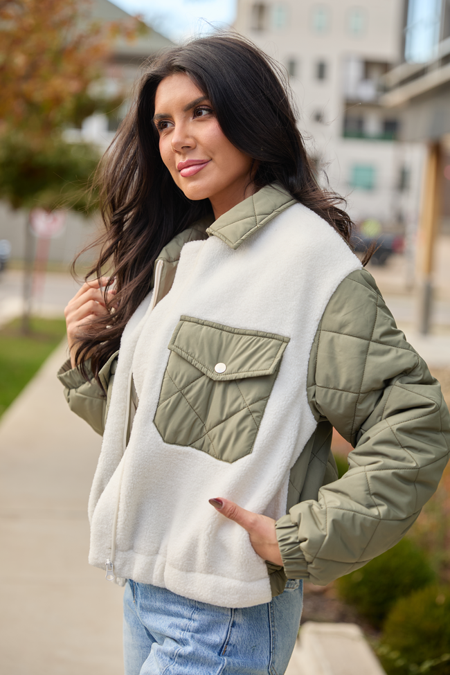 Maeve Sage Zip Front Sherpa Jacket SALE