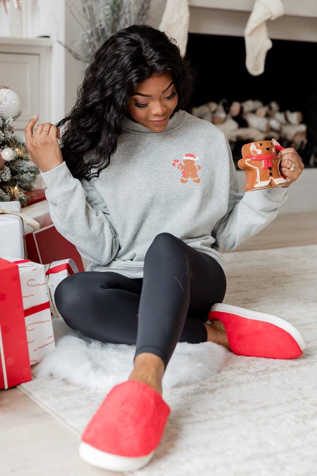 Gingerbread Man Grey Graphic Sweatshirt