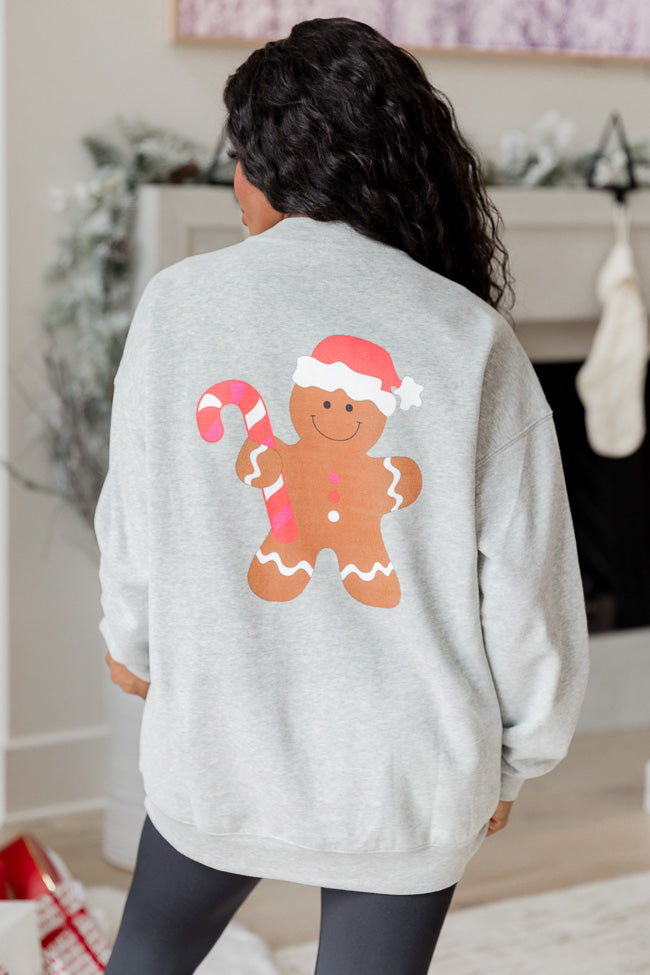 Gingerbread Man Grey Graphic Sweatshirt