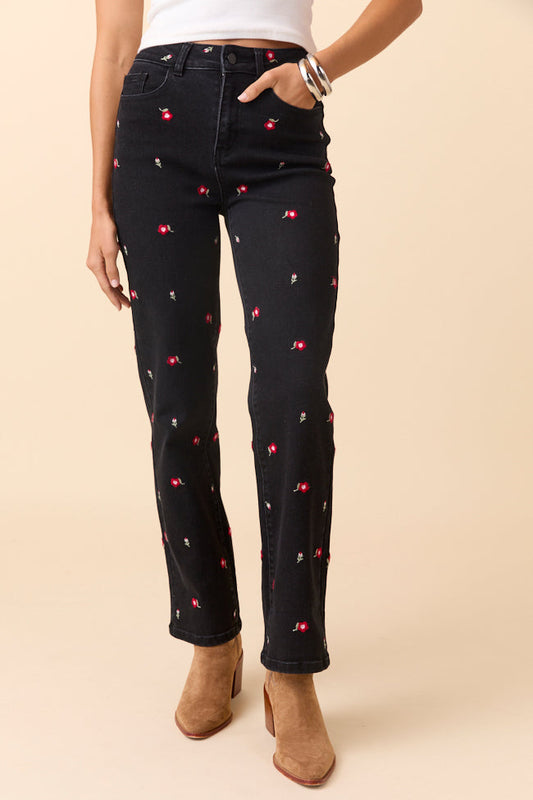 The Piper Embroidered Straight Leg Jeans FINAL SALE