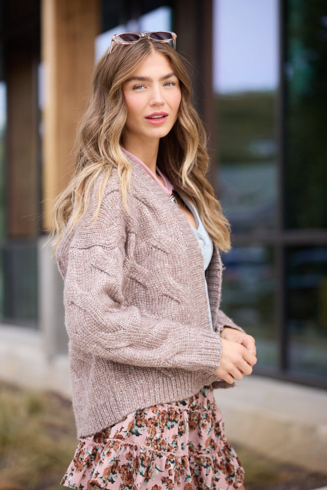 Poppy Brown Cable Knit Cardigan SALE