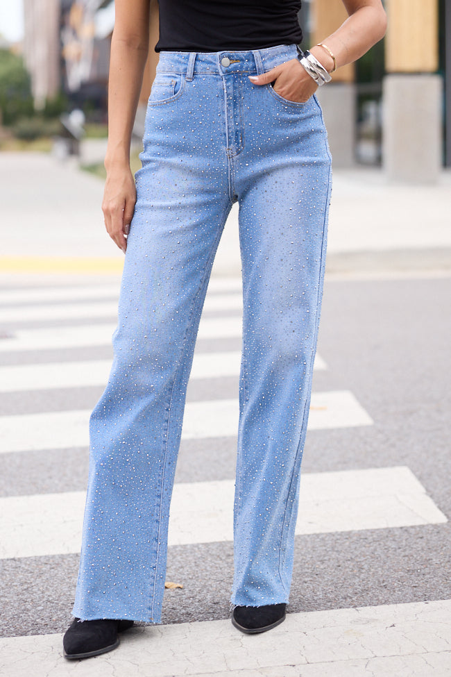 Kelsea Rhinestone Wide Leg Jeans