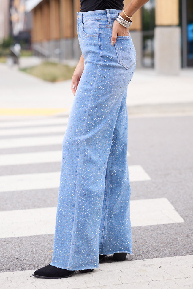 Kelsea Rhinestone Wide Leg Jeans