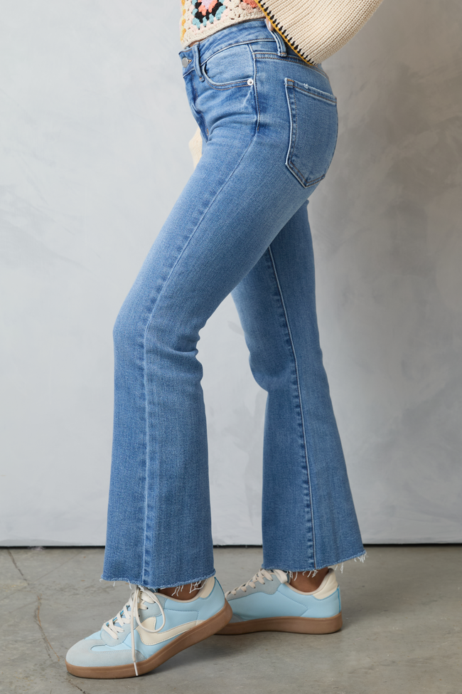 Della Medium Wash Stretch Crop Flare Jeans