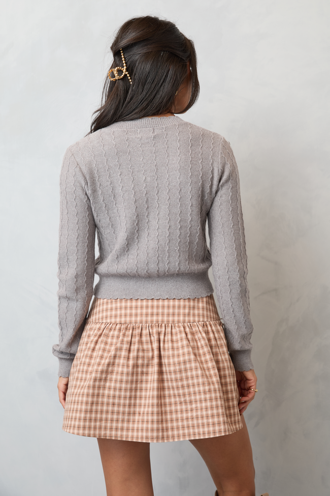 Aniston Grey Scallop Detail Cardigan FINAL SALE