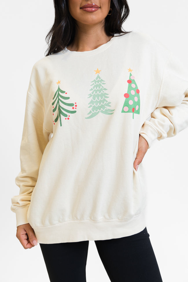 Christmas Trees Cream Graphic Sweatshirt