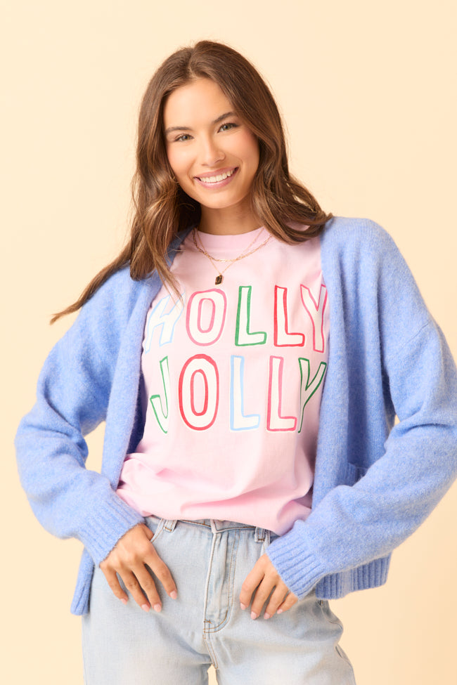 Holly Jolly Light Pink Graphic Tee