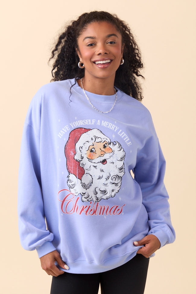 Vintage Santa Periwinkle Graphic Sweatshirt