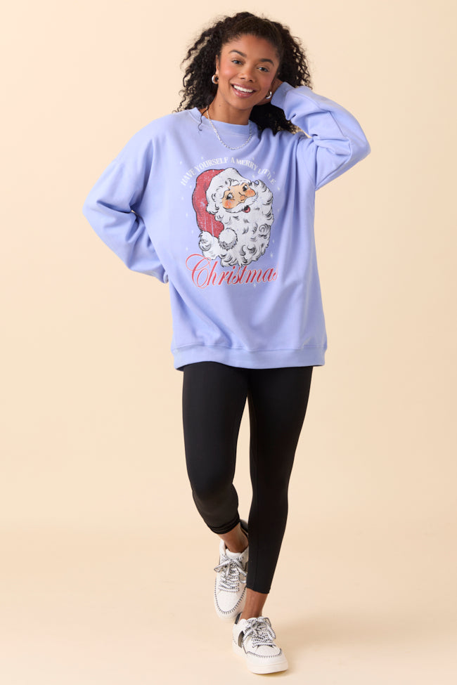 Vintage Santa Periwinkle Graphic Sweatshirt