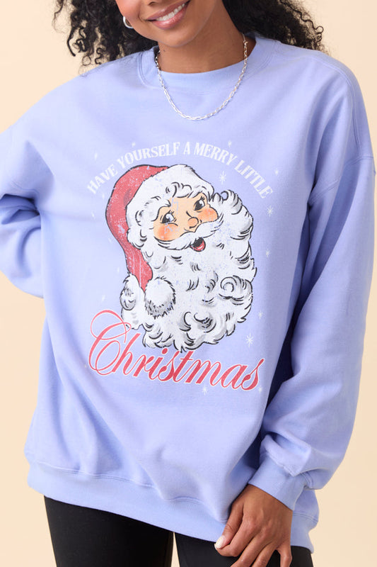 Vintage Santa Periwinkle Graphic Sweatshirt
