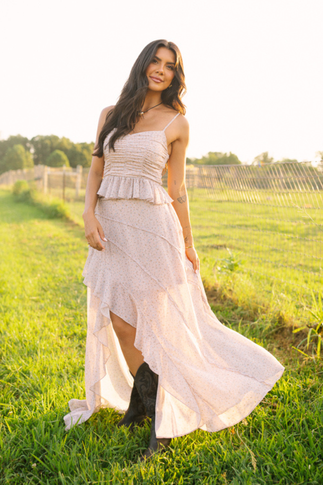 Nancy Neutral Floral Skirt