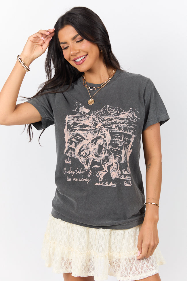 Cowboy Take Me Away Dark Grey Graphic Tee