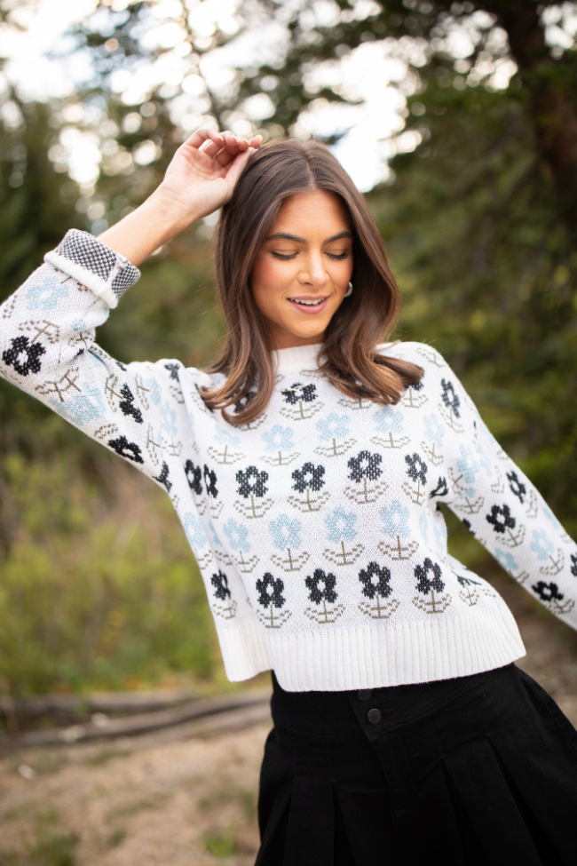 Charity Blue Flower Sweater