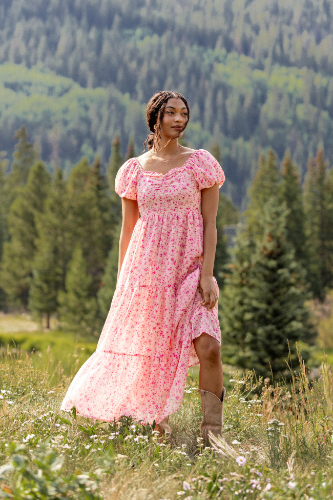 Margaret Pink Floral Maxi Dress FINAL SALE
