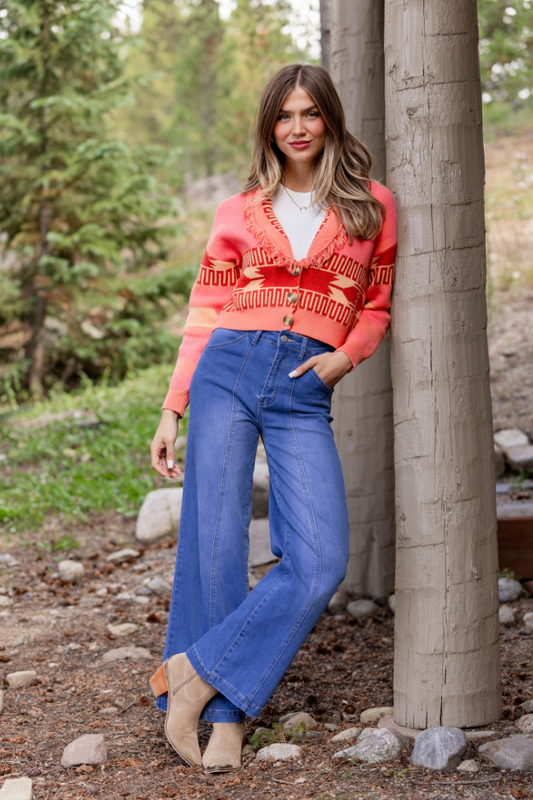 Zendaya Pink Fringe Print Cardigan FINAL SALE