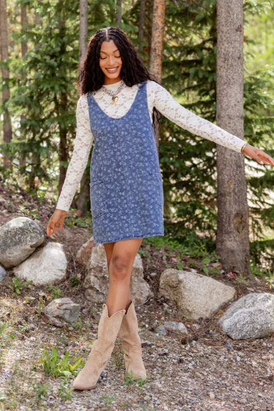 Hazel Floral Denim Mini Dress