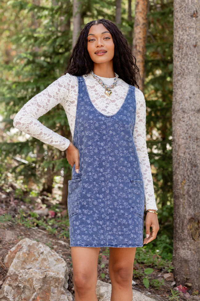 Hazel Floral Denim Mini Dress