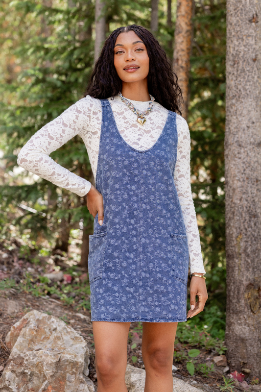 Hazel Floral Denim Mini Dress